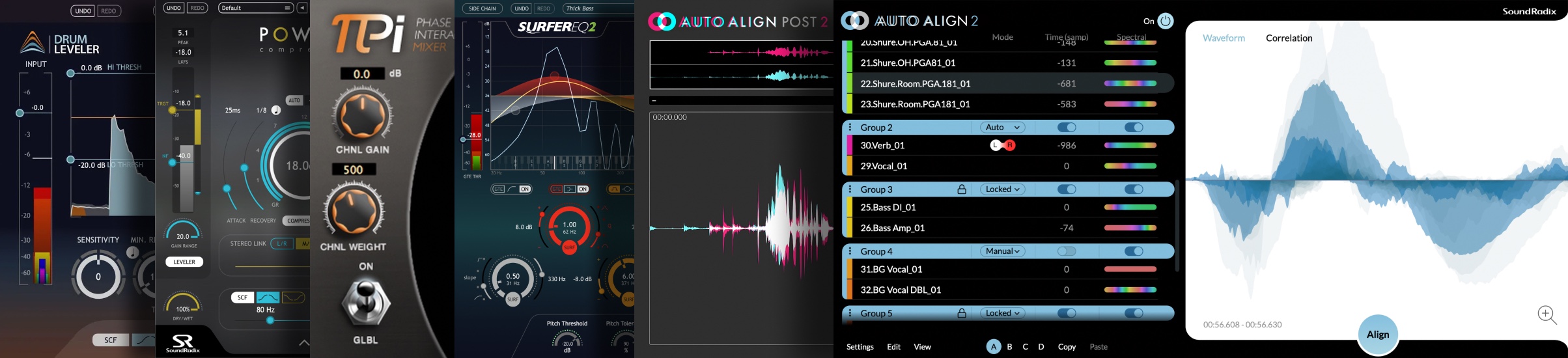 screenshots of Sound Radix plugins